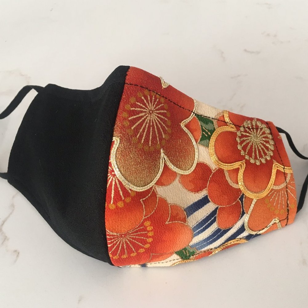 Premium Kimono Silk Mask, Adjustable - Tropical 3